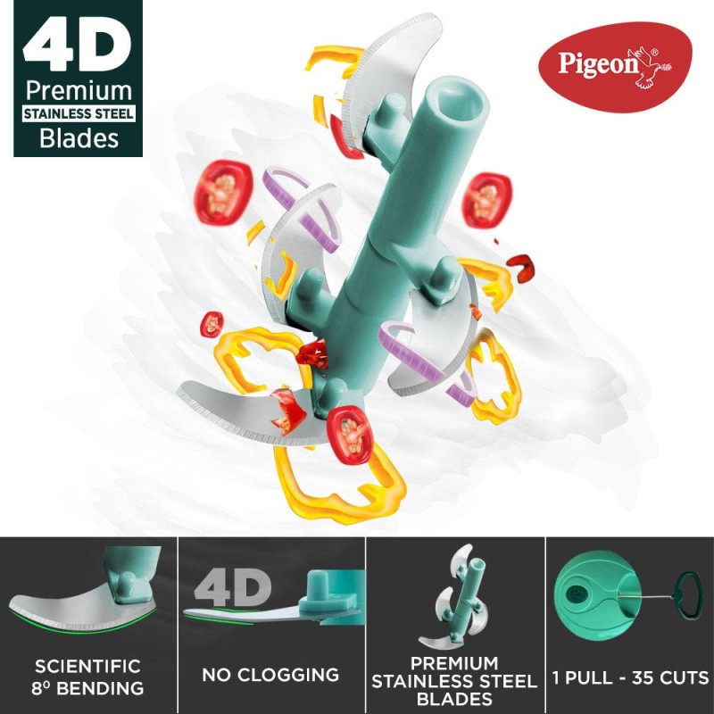 Pigeon Handy Chopper with 5 Stainless Steel Blades and 1 Plastic Whisker (14077 , XL, Green) Pigeon Handy Chopper with 5 Stainless Steel Blades and 1 Plastic Whisker (14077 , XL, Green)