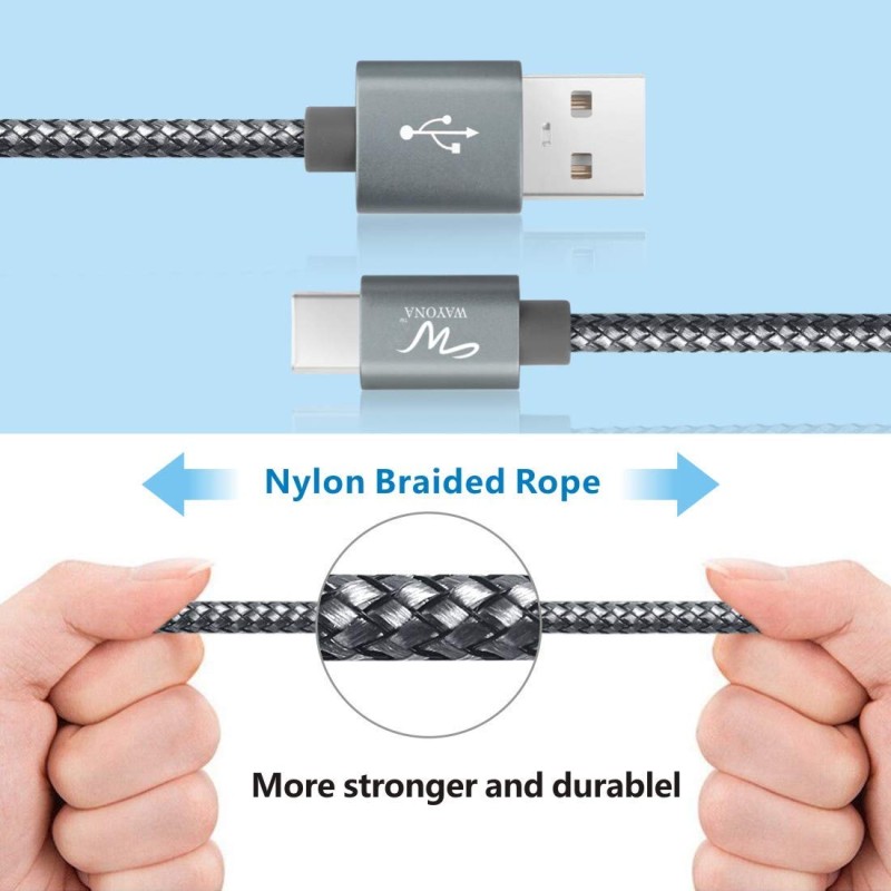 Wayona USB Type C 6FT 2Meter Charger Cable Fast Charging USB C Cable Compatible for Samsung Galaxy S10e S20 S9 S8 Plus S10+, Note 10 Note 9 Note 8,S20,M31s,M40 (6 FT Pack of 1, Grey) Wayona USB Type C 6FT 2Meter Charger Cable Fast Charging USB C Cable Compatible for Samsung Galaxy S10e S20 S9 S8 Plus S10+, Note 10 Note 9 Note 8,S20,M31s,M40 (6 FT Pack of 1, Grey)