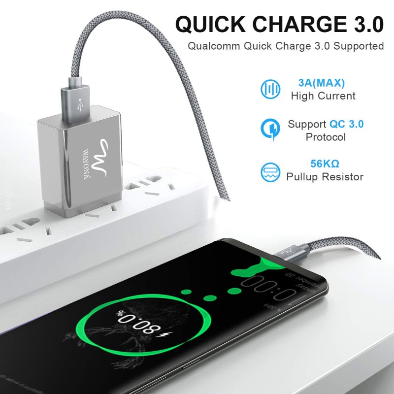 Wayona USB Type C Fast Charger Cable Fast Charging USB C Cable/Cord Compatible for Samsung Galaxy S10e S10 S9 S8 Plus S10+, Note 10 Note 9 Note 8,S20,M31s,M40 (3 FT Pack of 1, Grey) Wayona USB Type C Fast Charger Cable Fast Charging USB C Cable/Cord Compatible for Samsung Galaxy S10e S10 S9 S8 Plus S10+, Note 10 Note 9 Note 8,S20,M31s,M40 (3 FT Pack of 1, Grey)