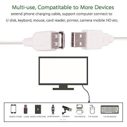 PremiumAV USB 3.0 Extension Moulded Type A Female to Male Cable 3mtr (White, 5 MTR) (MST-789)