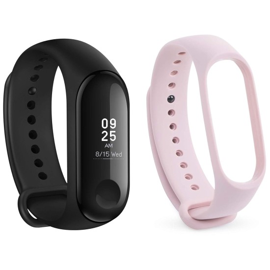 Mi Band 3 (Black) + Additional Strap (Pink)