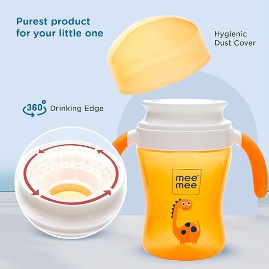 Mee Mee Baby Trainer Sippy Cup | Soft Spout, Leakproof Sipper for Toddlers | Dual Handle for Easy Grip | Non -Toxic, Lightweight & BPA Free, Orange (240 Ml)