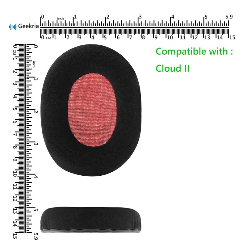 Geekria Earpad for HyperX Cloud II Gaming Headset Ear Pad/Ear Cushion/Ear Cups/Ear Cover/Earpads Repair Parts (Black/Red) Geekria Earpad for HyperX Cloud II Gaming Headset Ear Pad/Ear Cushion/Ear Cups/Ear Cover/Earpads Repair Parts (Black/Red)