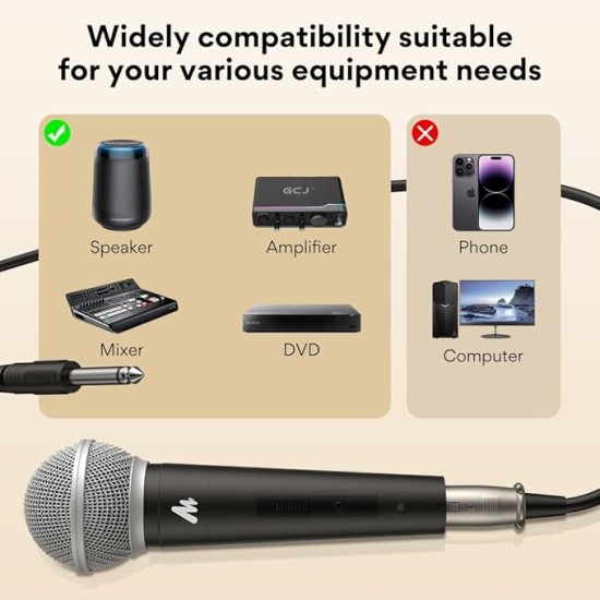 MAONO Dynamic Microphone Wired for Singing, Cordless Karaoke Mic with 9.8FT/3M XLR Cable, with On/Off Switch (AU-WDM01) MAONO Dynamic Microphone Wired for Singing, Cordless Karaoke Mic with 9.8FT/3M XLR Cable, with On/Off Switch (AU-WDM01)