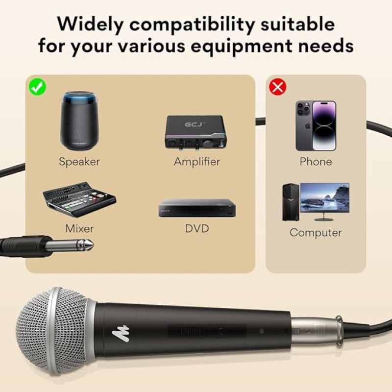 MAONO Dynamic Microphone Wired for Singing, Cordless Karaoke Mic with 9.8FT/3M XLR Cable, with On/Off Switch (AU-WDM01) MAONO Dynamic Microphone Wired for Singing, Cordless Karaoke Mic with 9.8FT/3M XLR Cable, with On/Off Switch (AU-WDM01)