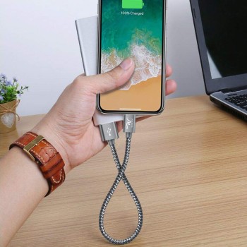 Wayona Nylon Braided USB Data Sync and Fast Charging 3A Short Power Bank Cable For iPhones, iPad Air, iPad mini, iPod Nano and iPod Touch (Grey) Wayona Nylon Braided USB Data Sync and Fast Charging 3A Short Power Bank Cable For iPhones, iPad Air, iPad mini, iPod Nano and iPod Touch (Grey)