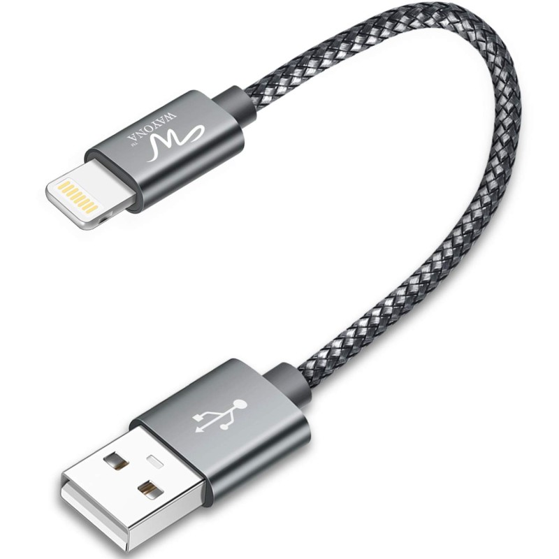 Wayona Nylon Braided USB Data Sync and Fast Charging 3A Short Power Bank Cable For iPhones, iPad Air, iPad mini, iPod Nano and iPod Touch (Grey) Wayona Nylon Braided USB Data Sync and Fast Charging 3A Short Power Bank Cable For iPhones, iPad Air, iPad mini, iPod Nano and iPod Touch (Grey)