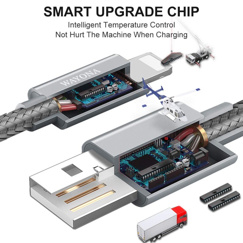 Wayona Nylon Braided USB Data Sync and Fast Charging 3A Short Power Bank Cable For iPhones, iPad Air, iPad mini, iPod Nano and iPod Touch (Grey) Wayona Nylon Braided USB Data Sync and Fast Charging 3A Short Power Bank Cable For iPhones, iPad Air, iPad mini, iPod Nano and iPod Touch (Grey)