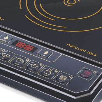 Bajaj Popular Ultra 1400W Induction Cooktop with Pan Sensor and Voltage Pro Technology, Black, Radiant