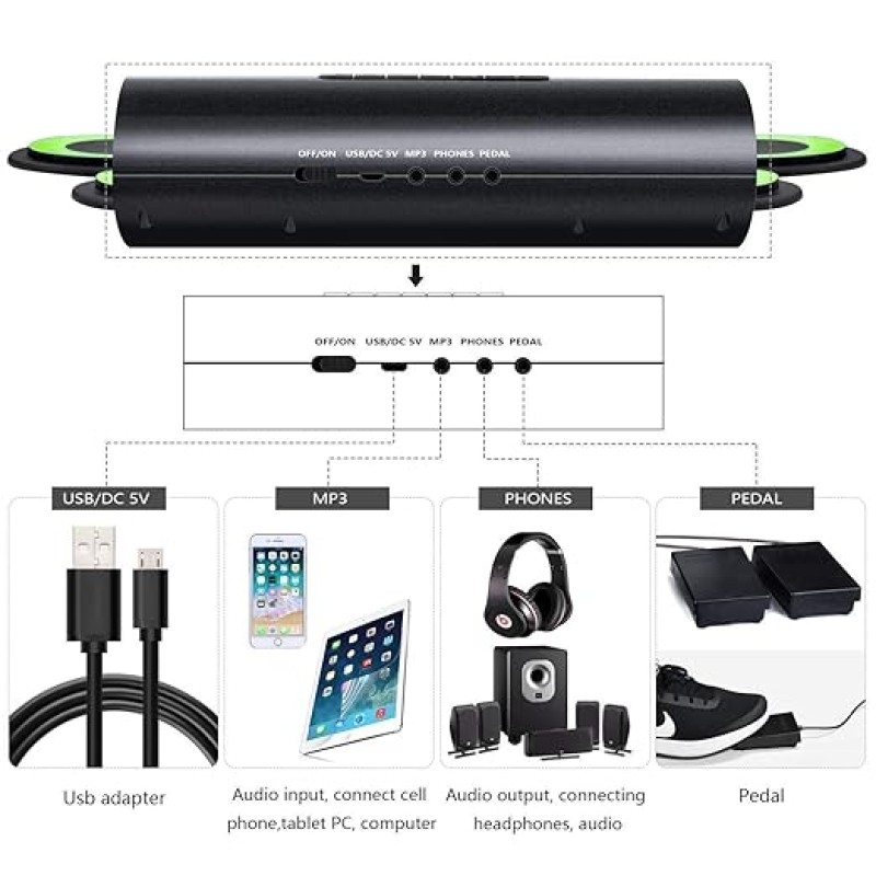 Powerpak G3001A Hand Roll Up Electronic Drum Pad (Black/Green) Powerpak G3001A Hand Roll Up Electronic Drum Pad (Black/Green)
