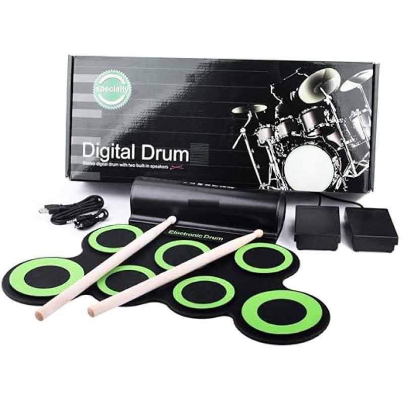 Powerpak G3001A Hand Roll Up Electronic Drum Pad (Black/Green) Powerpak G3001A Hand Roll Up Electronic Drum Pad (Black/Green)
