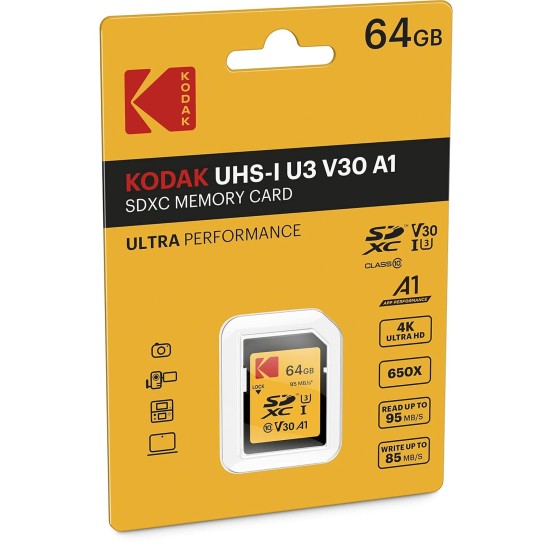 Kodak High Speed Class 10 SDXC 64 GB 95 MB/s SD Memory Card (Black