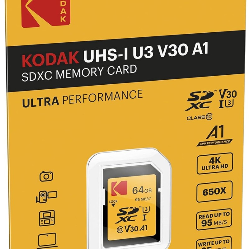 Kodak High Speed Class 10 SDXC 64 GB 95 MB/s SD Memory Card (Black