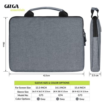Gizga Essentials Laptop Bag Sleeve Case Cover Pouch with Handle for 15.6 inches Laptop, Padded Laptop Compartment, Premium Zipper Closure Water Repellent Nylon Fabric, Grey Gizga Essentials Laptop Bag Sleeve Case Cover Pouch with Handle for 15.6 inches Laptop, Padded Laptop Compartment, Premium Zipper Closure Water Repellent Nylon Fabric, Grey