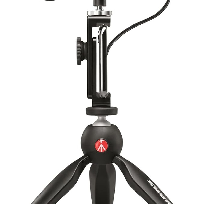 Shure MV88+ Video Kit - Digital Stereo Condenser Microphone for Apple and Android, with Manfrotto PIXI Tripod, Phone Clamp, Mount, iOS and USB-C Cables for Next-Level Connectivity (MV88+ Video KIT) Shure MV88+ Video Kit - Digital Stereo Condenser Microphone for Apple and Android, with Manfrotto PIXI Tripod, Phone Clamp, Mount, iOS and USB-C Cables for Next-Level Connectivity (MV88+ Video KIT)