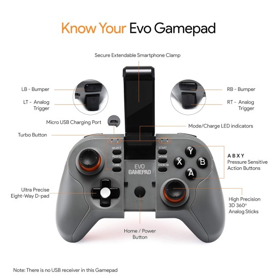 Amkette Evo Gamepad Go for Android Smartphones (Bluetooth)(Black-Grey)