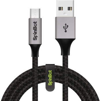 (Refurbished) SpinBot ChargeUp Micro USB Dual Braided 3Amp Data Cable.Fast Charging and Sync for Android Smartphones-4.92 Feet(1.5 m) Long -(Black)