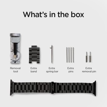 (Refurbished) Spigen Modern Fit Metal Strap for Apple Watch Ultra 2 / Apple Watch Ultra (49mm) | 8/7 (45mm) | 6/5/4 (44mm) | 3/2/1 (42mm) - Black (Watch not included)