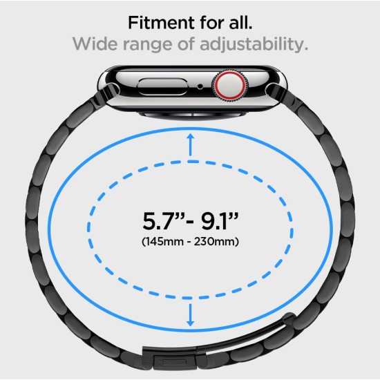 Spigen Modern Fit Metal Strap for Apple Watch Ultra 2 / Apple Watch Ultra (49mm) | 8/7 (45mm) | 6/5/4 (44mm) | 3/2/1 (42mm) - Black (Watch not included)