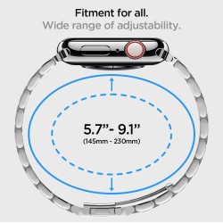 Spigen Modern Fit Metal Strap for Apple Watch Ultra (49mm) | 8/7 (45mm) | 6/5/4 (44mm) | 3/2/1 (42mm) - Sliver