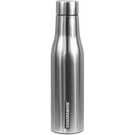 Signoraware Blaze Single Walled Stainless Steel Fridge Water Bottle, 1 Litre, Silver