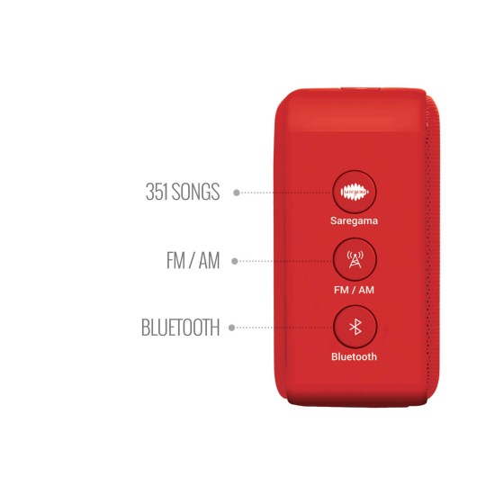 Saregama Carvaan Mini 2.0 Telugu- Music Player with Bluetooth/FM/AM/AUX (Sunset Red)