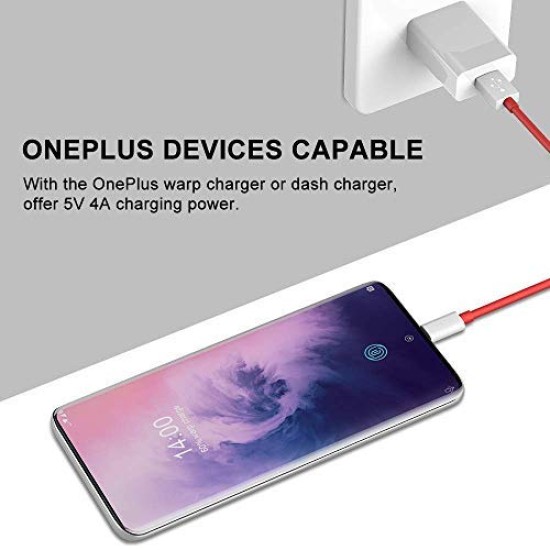 Wayona Nylon Dash Braided Charging Cable And Data Sync Fast Charge Type C Cable For Oneplus 7, 6T, 6, 5, 5T, 3T, 3 Charging Adapter (Red, 3Ft, 5V/4A)