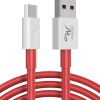 Wayona Nylon Dash Braided Charging Cable And Data Sync Fast Charge Type C Cable For Oneplus 7, 6T, 6, 5, 5T, 3T, 3 Charging Adapter (Red, 3Ft, 5V/4A)