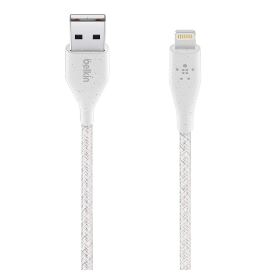 Belkin DuraTek Plus Lightning to USB-A Cable with Strap (Ultra-Strong iPhone Charging Cable for iPhone 12 Mini, iPhone 12, 12 Pro, 12 Pro Max and More), 4 Feet (1.2 Meters) - White