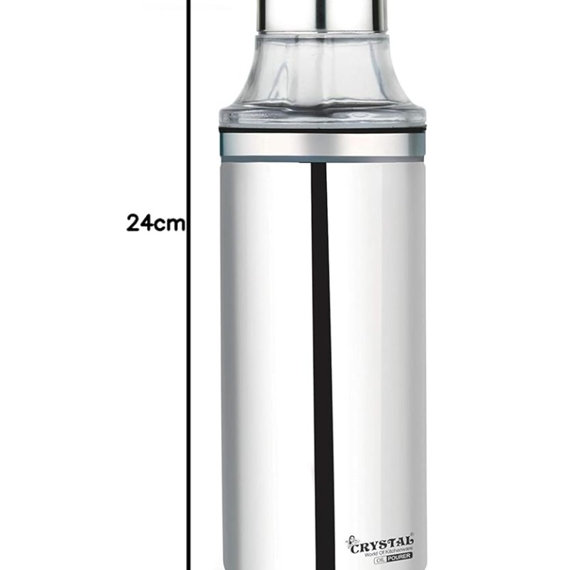 Crystal Stainless Steel Oil Pourer/Dispenser ( 500 ml, Silver, Set of 1) Crystal Stainless Steel Oil Pourer/Dispenser ( 500 ml, Silver, Set of 1)