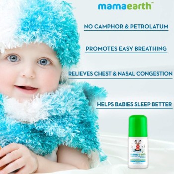 Mamaearth Natural Breathe Easy Vapour Roll-on for Cold & Nasal Congestion, with Wintergreen & Eucalyptus Oil,No Camphor & Mineral Oils, For 3+ Months age 40 ML Mamaearth Natural Breathe Easy Vapour Roll-on for Cold & Nasal Congestion, with Wintergreen & Eucalyptus Oil,No Camphor & Mineral Oils, For 3+ Months age 40 ML