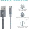Zinq Technologies Nylon Braided Micro USB Cable - 4.9 Feet (1.5 Meters) - (Silver)