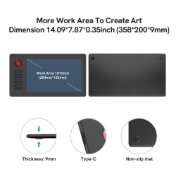 VEIKK A15 Graphics Drawing Tablet,10x6 Inch Pen Tablet,12 Hot Keys,Battery-Free Passive Pen with Tilt Function, 20 Replacement Nibs and 1 Artist Glove，Support Wins,Mac,Chrome,Lunix and Android OS-Red