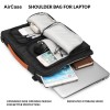 AirCase Office Unisex Adult Men's Laptop Bag 15.6 inch Side Shoulder Briefcase Satchel Messenger Business Bags for Men and Women, Front Pocket for Laptop Accessories - Black