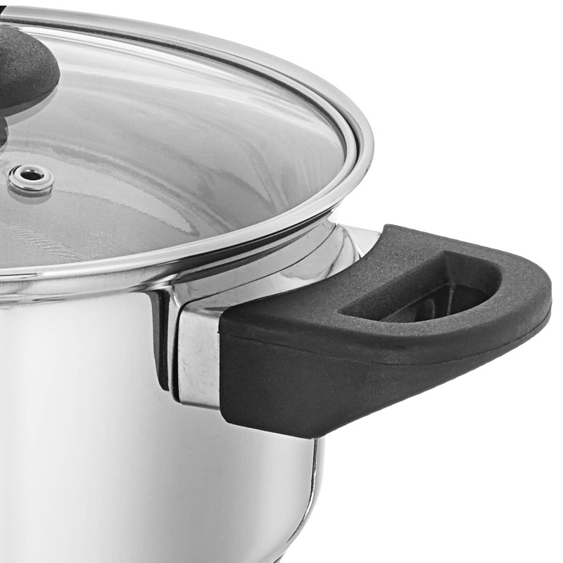 Solimo Stainless Steel Dutch Oven with Glass Lid, Induction Base (18cm, 2 liters)