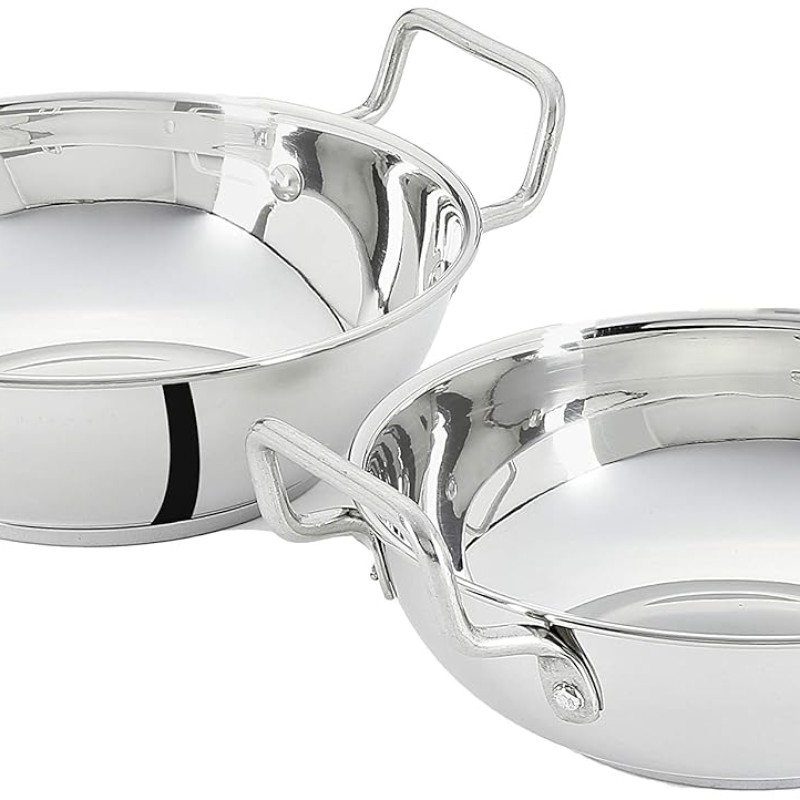Solimo Stainless Steel Induction Bottom Kadhai Set Size 18Cm,20Cm,1.5 Liter Solimo Stainless Steel Induction Bottom Kadhai Set Size 18Cm,20Cm,1.5 Liter