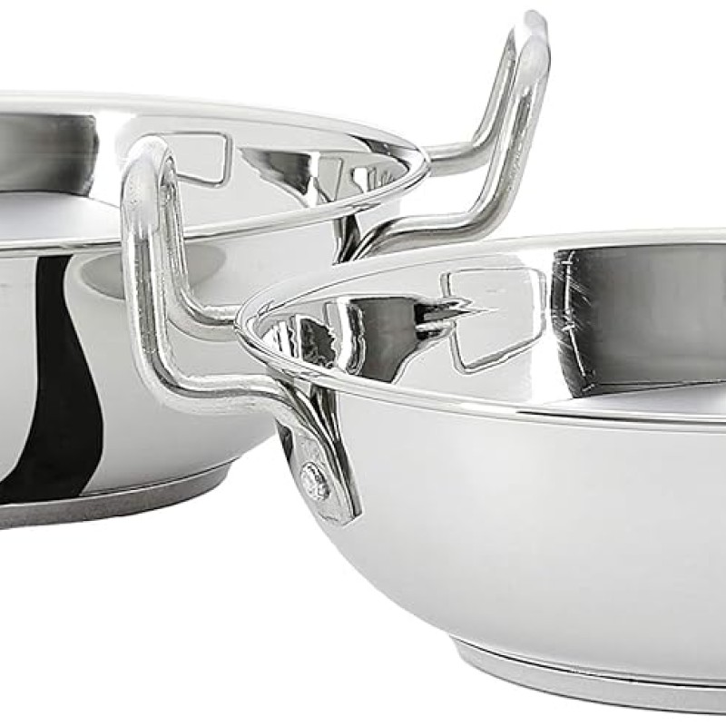 Solimo Stainless Steel Induction Bottom Kadhai Set Size 18Cm,20Cm,1.5 Liter Solimo Stainless Steel Induction Bottom Kadhai Set Size 18Cm,20Cm,1.5 Liter
