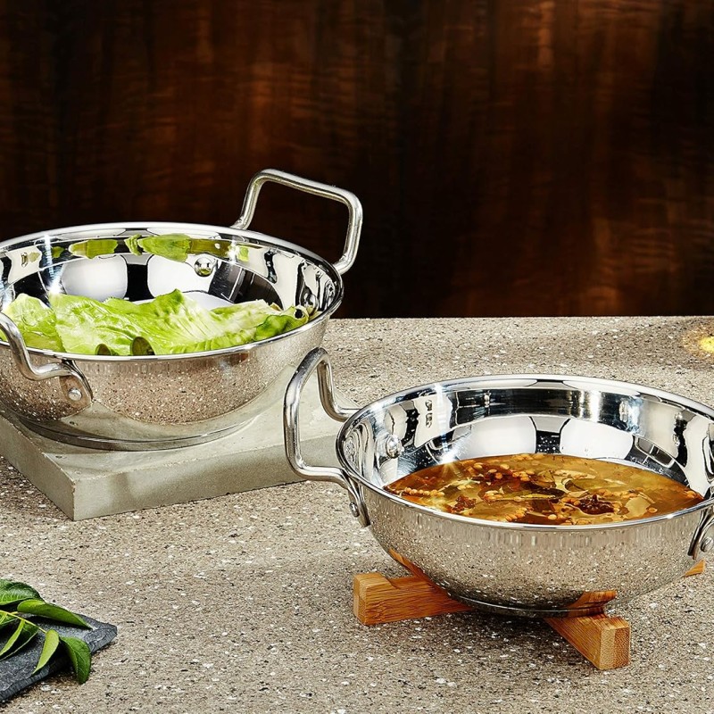 Solimo Stainless Steel Induction Bottom Kadhai Set Size 18Cm,20Cm,1.5 Liter Solimo Stainless Steel Induction Bottom Kadhai Set Size 18Cm,20Cm,1.5 Liter