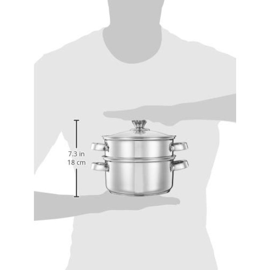 Solimo Stainless Steel Induction Bottom Steamer/Modak/Momo Maker With Glass Lid(2 Litres),Silver