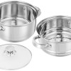 Solimo Stainless Steel Induction Bottom Steamer/Modak/Momo Maker With Glass Lid(2 Litres),Silver