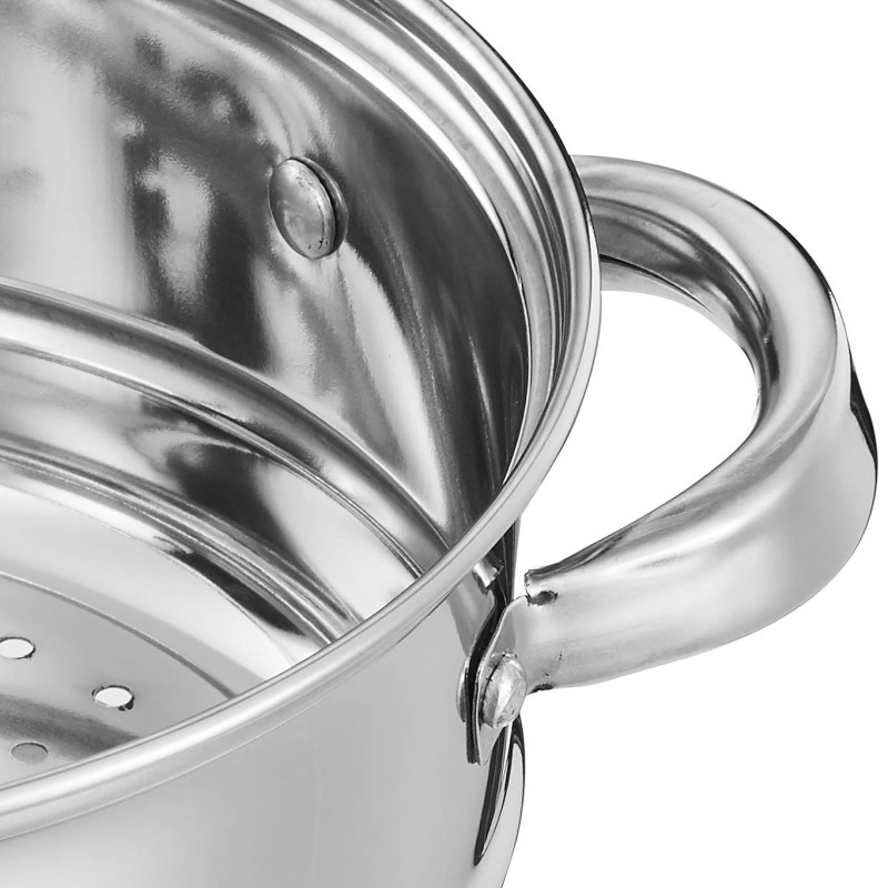 Solimo Stainless Steel Induction Bottom Steamer/Modak/Momo Maker With Glass Lid(2 Litres),Silver