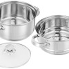 Solimo Stainless Steel Induction Bottom Steamer/Modak/Momo Maker With Glass Lid(2 Litres),Silver