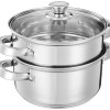 Solimo Stainless Steel Induction Bottom Steamer/Modak/Momo Maker With Glass Lid(2 Litres),Silver