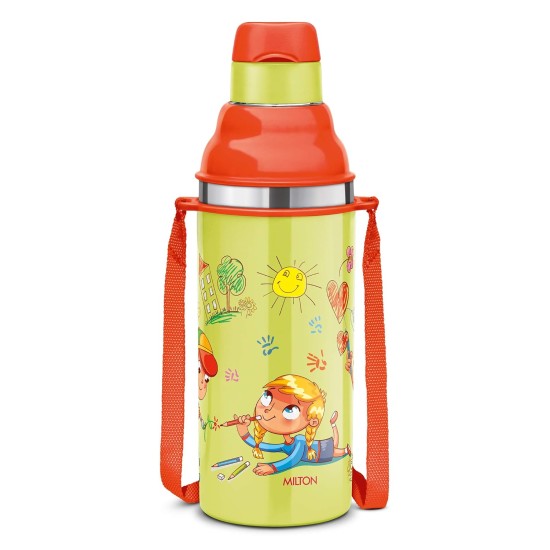 Milton Kool Stunner 400 Kids Plastic Insulated Water Bottle with Straw, 404 ml, Sipper Bottle, Leak Proof, BPA Free, Food Grade, School & Picnic Bottle, Sea Green