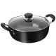 Amazon Brand - Solimo - Hard Anodized Deep Kadhai With Induction Bottom And Glass Lid (22 Cm), Black