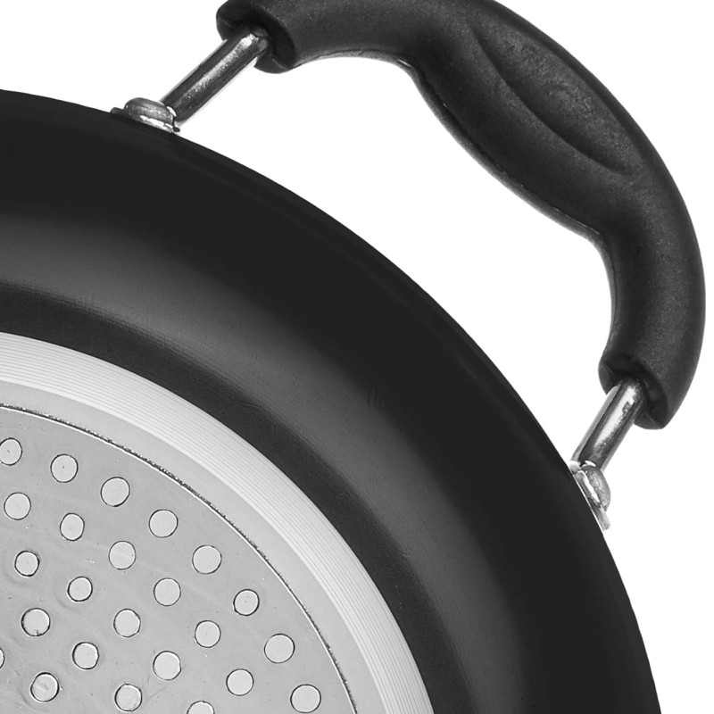 Solimo - Hard Anodized Deep Kadhai With Induction Bottom And Glass Lid (22 Cm), Black