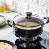 Solimo - Hard Anodized Deep Kadhai With Induction Bottom And Glass Lid (22 Cm), Black
