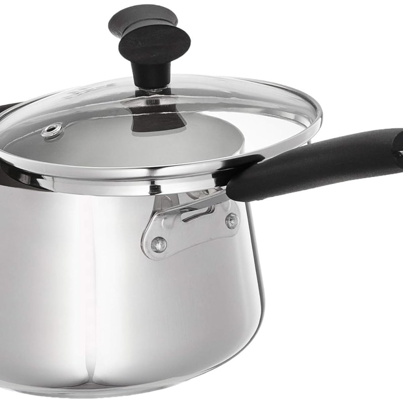 Stainless Steel T Pan with Glass Lid & Induction Base, 1.5 Litre