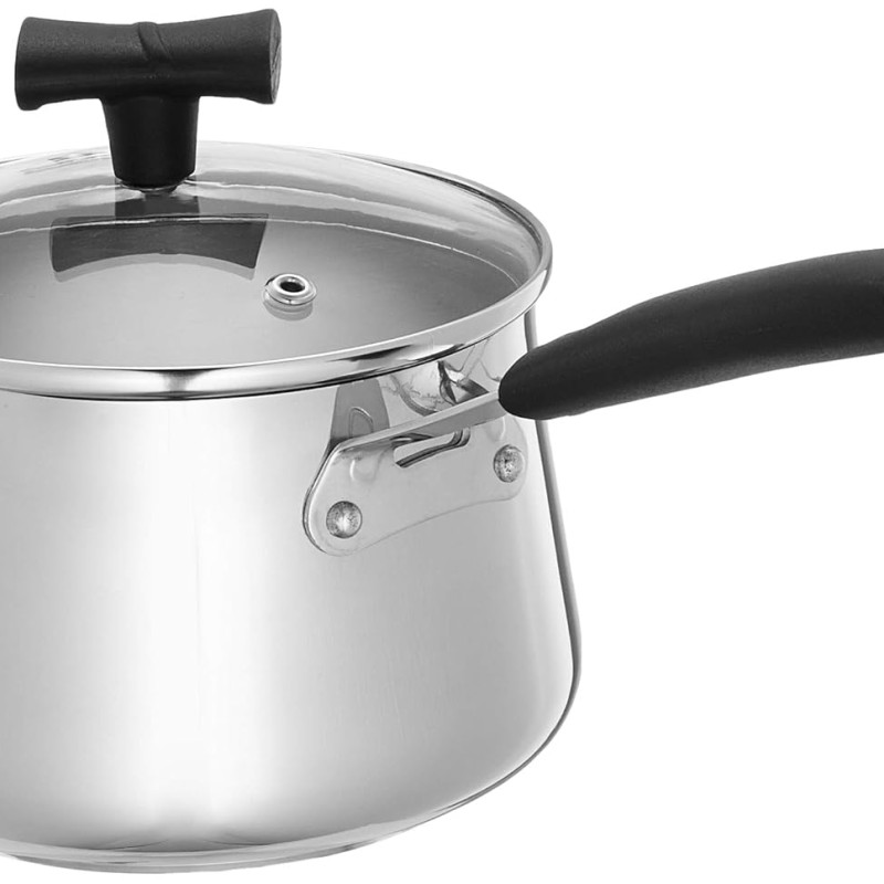 Stainless Steel T Pan with Glass Lid & Induction Base, 1.5 Litre