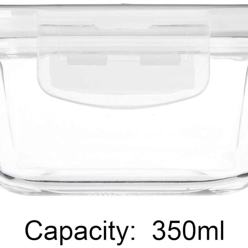 Solimo Airtight Borosilicate Glass Container Set (Transparent,3 Pieces, 350 ml)